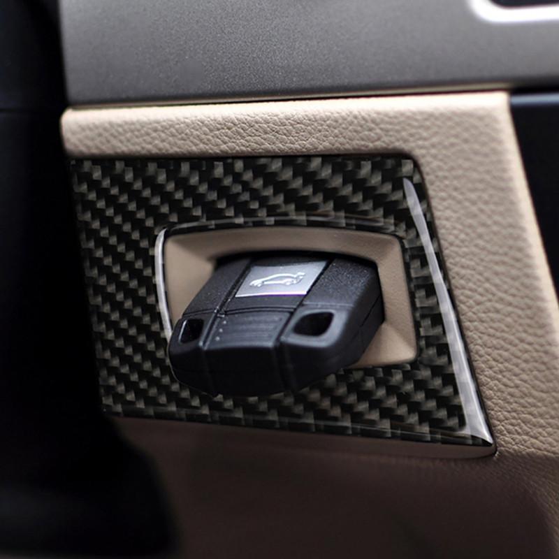 Carbon Fiber Car Center Console Gear Control Button Panel Frame Trim Stickers For BMW 3 Series E90 2005-2012 Accessories