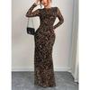 Women's Elegant Leopard Print Dress Slim Perspective Long Sleeve Sexy Waist Tight Dress
