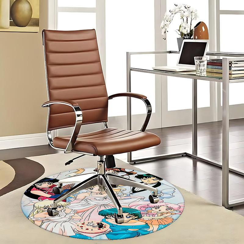 

1pc Anime Cartoon Design Sailor Moon Round Carpet - Office Chair Mat, Non-Slip Rug for Home Decor, Living Room, Bedroom, Game Room, Dormitory, Birthda 80cm by 80cm