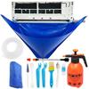 12-teiliges Mini-Split-Reinigungsset-Tasche mit 2L Hochdrucksprüher, Klimaanlagen-Reinigungsset mit wasserdichter PVC-Klimaanlagen-Reinigungstasche für Systeme 27"-39"
