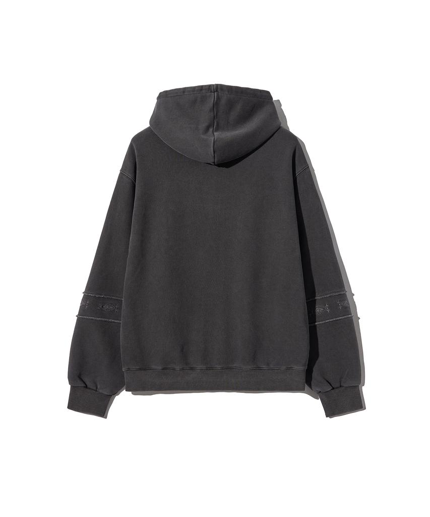GAKKAI UNIONS Ethnic Sleeve Pigment Hoodie Charcoal