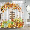 Fall Pumpkin Shower Curtains Yellow Maple Leaves Sunflower Black And White Buffalo Check Rustic Autumn Bathroom Decor With Hooks