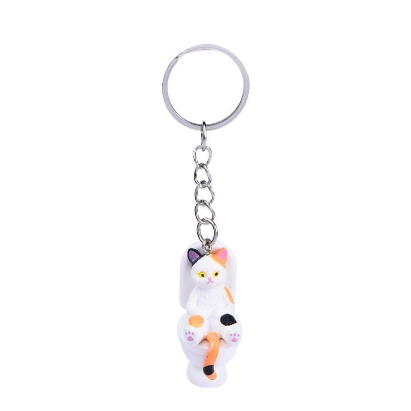 Funny Pvc Cat Keychain Toilet Shape Design Color Options For Cat Lovers Bag Car Key Decor