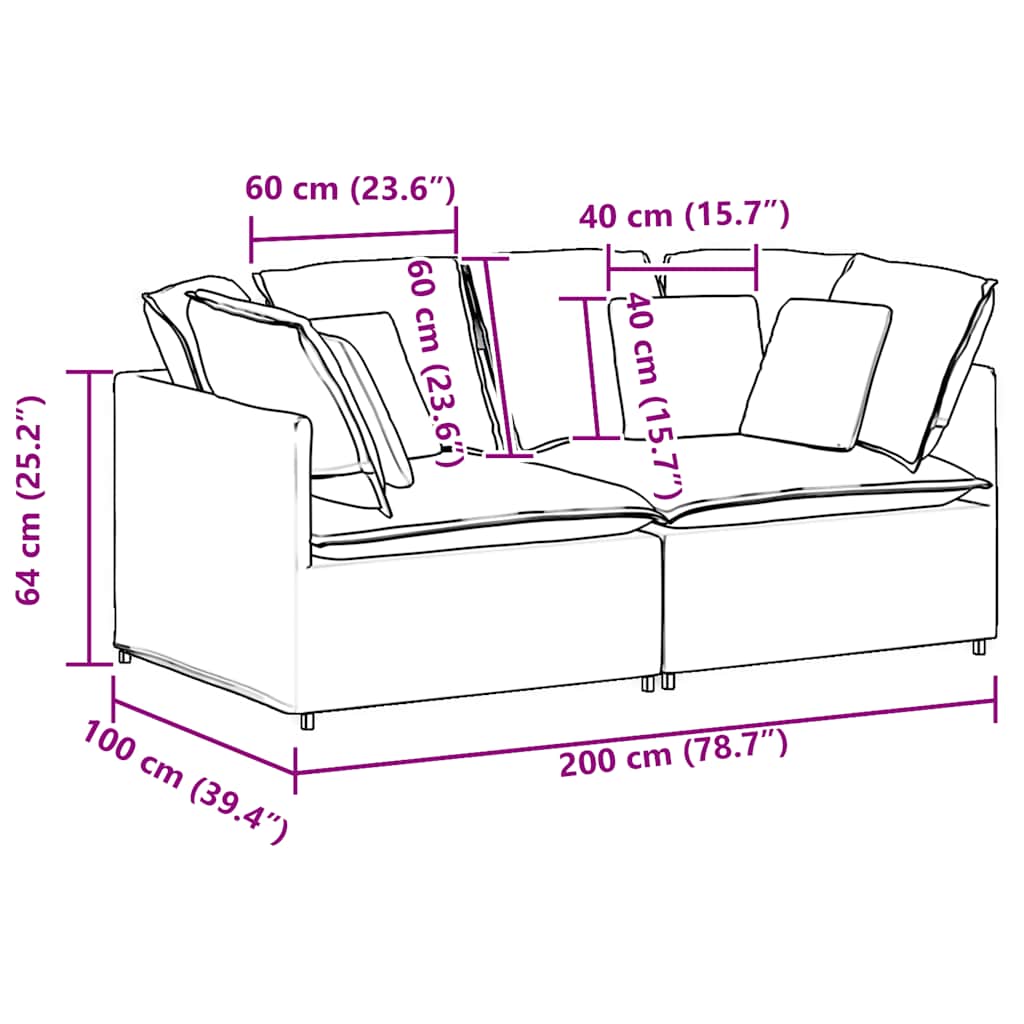 Modular Sofa with Cushions Fabric Black