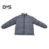 Women Men Cotton Coat Stand Collar Long Sleeve Drawstring Hem Puffer Jacket with Pockets Loose Fit Warm Winter Outerwear