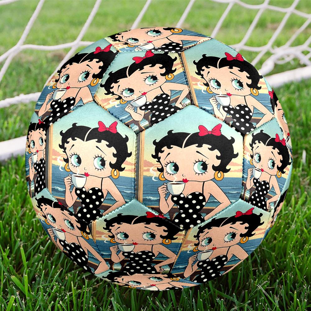 Betty Boop Print Size 5 Soccer Ball, Standard Match Football for Sports Game and Team Practice, Ideal Gift for Soccer Fans