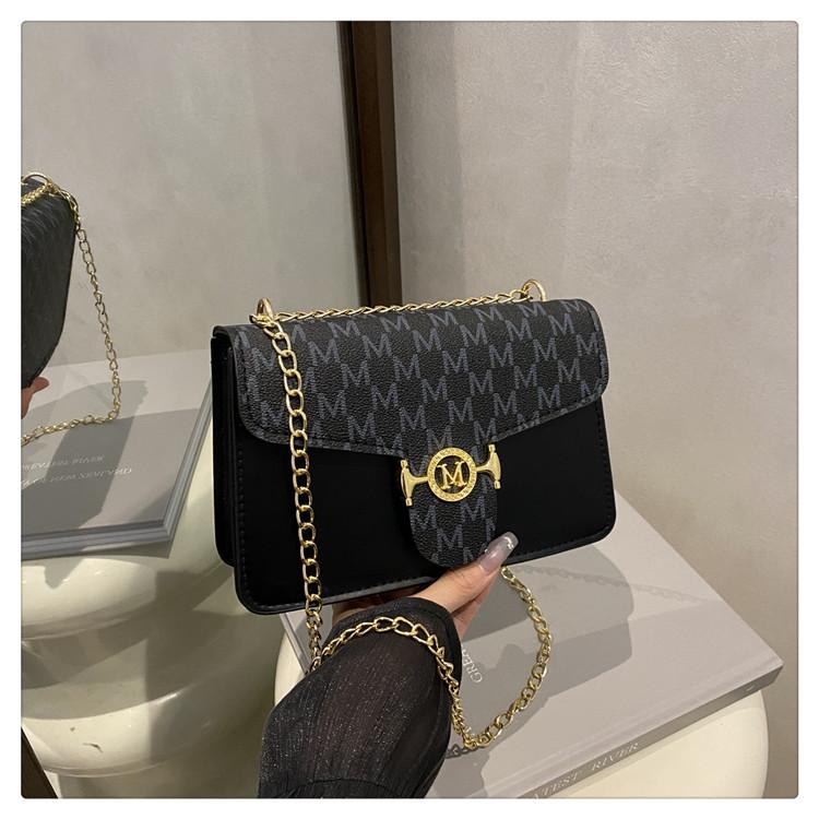 

2025 new bag women s fashion high-end chain niche shoulder bag trendy oblique span women s bag foreign style чорний