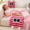 Big-eyed Embroidered Lamb Wool Flannel Blanket For Lunch Break, Work, And Car Use, Cartoon Cushion Pillow Blanket
