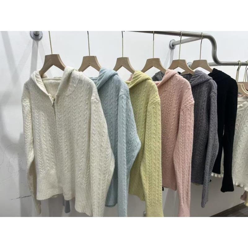 

Вязаная косичкой куртка-свитер с капюшоном на молнии, женская, приталенная, тонкая, ретро-вязаный кардиган для женщин One size желто-зеленый