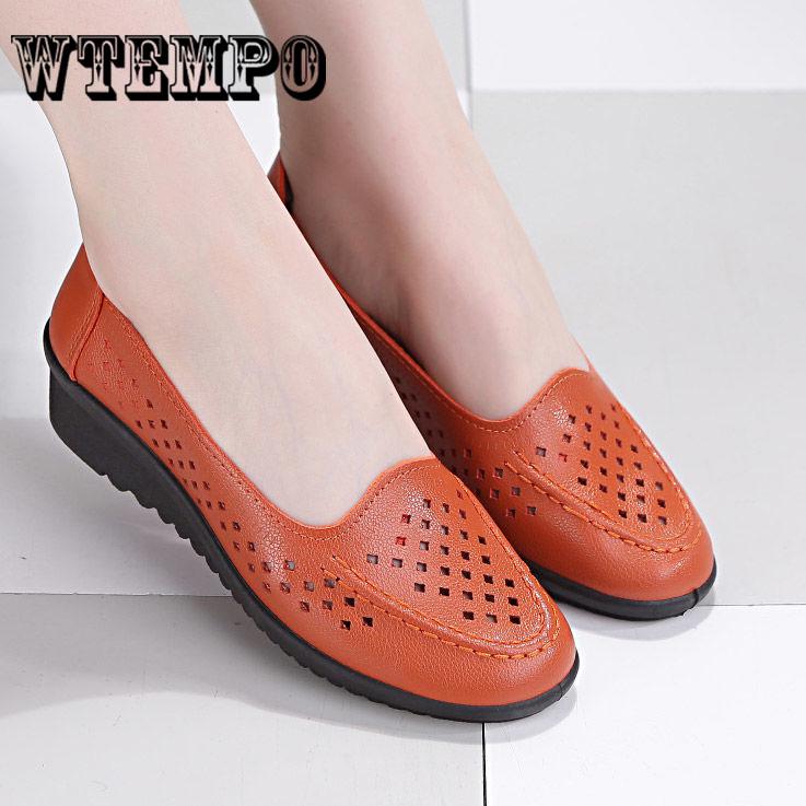 Handmade Leather Soft Shoes Female Flats Lady Round Toe Shoes Loafers Casual Shoes Women