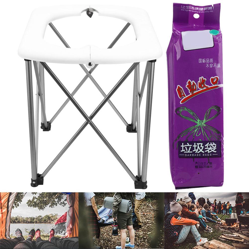 BRS94 1PCS Metal Portable Multi Functional Folding Emergency Mobile Seat Toilet for Outdoor