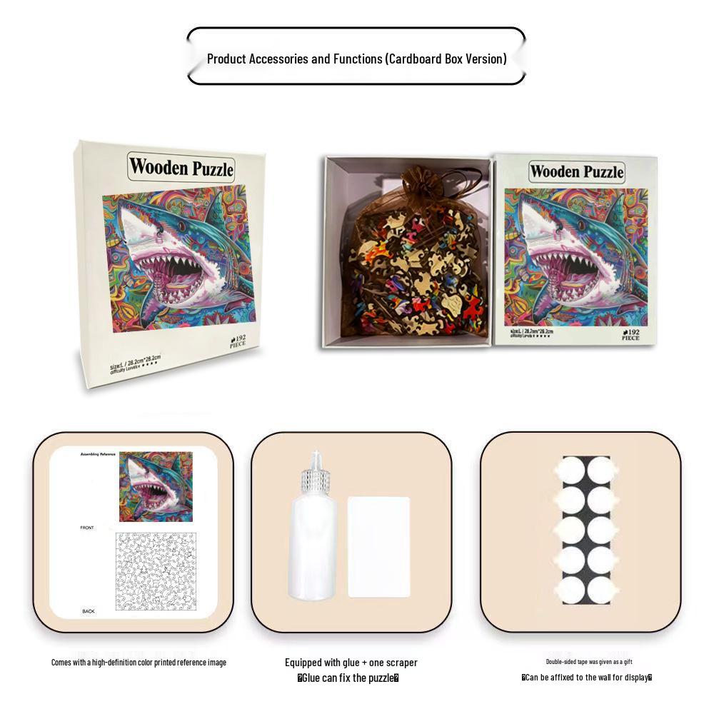 HOOLOOG Shark Wooden Irregular Jigsaw Puzzle & Piggy Bank Gift