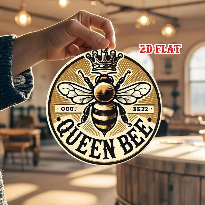 pc Queen Bee Round Wall Plaque  Modern Farmhouse BeeThemed Decor HeavyDuty Queen Bee Art for Outdoor Use Contemporary 20x20cm(8x8inch)