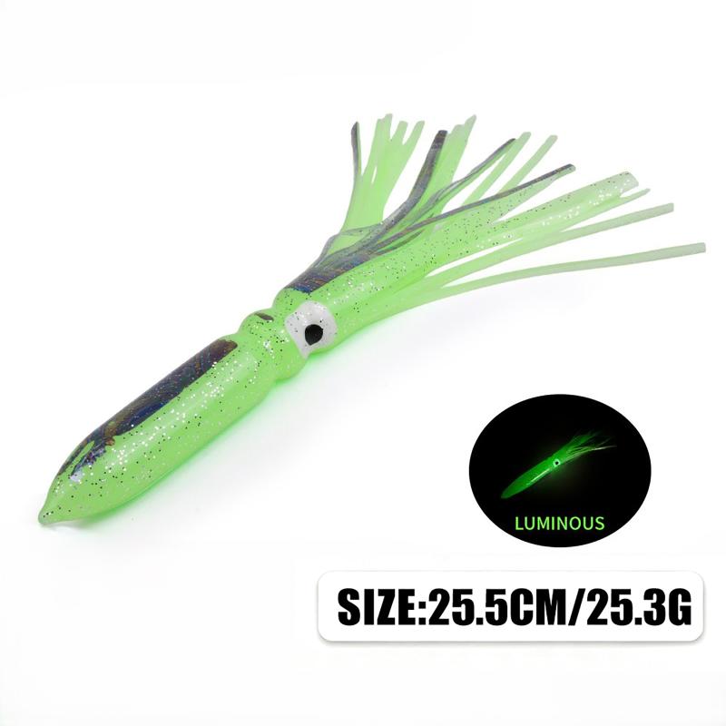 Calamar Blando Luminoso Grande de 17,5 cm-41 cm para Pesca en el Mar Falda de Calamar Pulpo Pesca de Arrastre Señuelos para Atún Aparejos de Pesca en Agua Salada