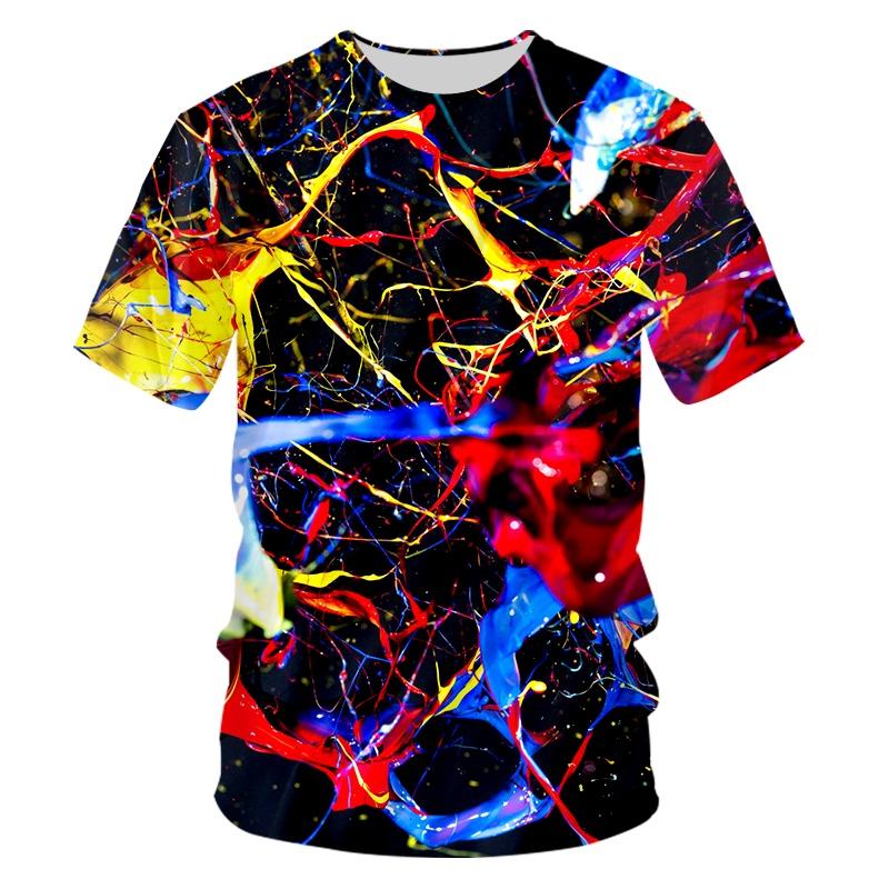 Round Neck T-shirt Men And Women Hip-hop Fitness 3D Tie-dye Printing T-shirt Sweatshirt Personality Colorful Oversize