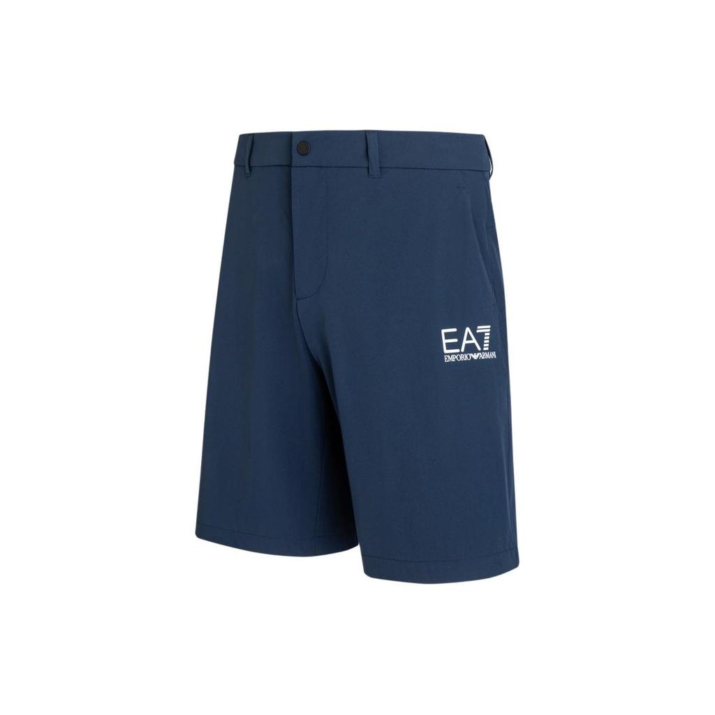 Emporio Armani EA7 SS24 Solid Color Letter Print Mid-Rise Casual Shorts Men Shorts Blue 3DPS02-PNFTZ-1554
