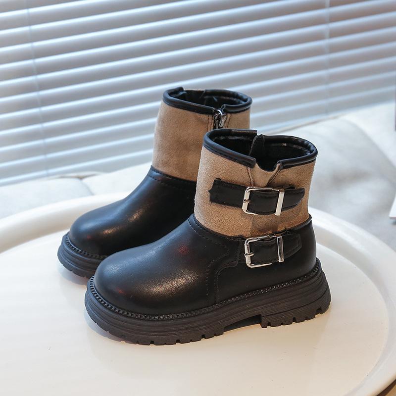 Children's Martin boots 2025 autumn and winter new boys and girls leather boots catwalk western cowboy boots locomotive boots single boots tide
