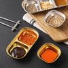 2Pcs Thickened Seasoning Dish Stainless Steel BBQ Seasoning Dip Plate Sauce Plate  Restaurant Use