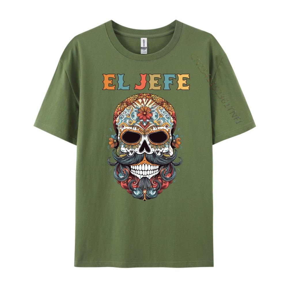 El Jefe Skull Mexican Spanish Dia De Los Muertos T Shirts For Men Women Men Clothes Thanksgiving Casual