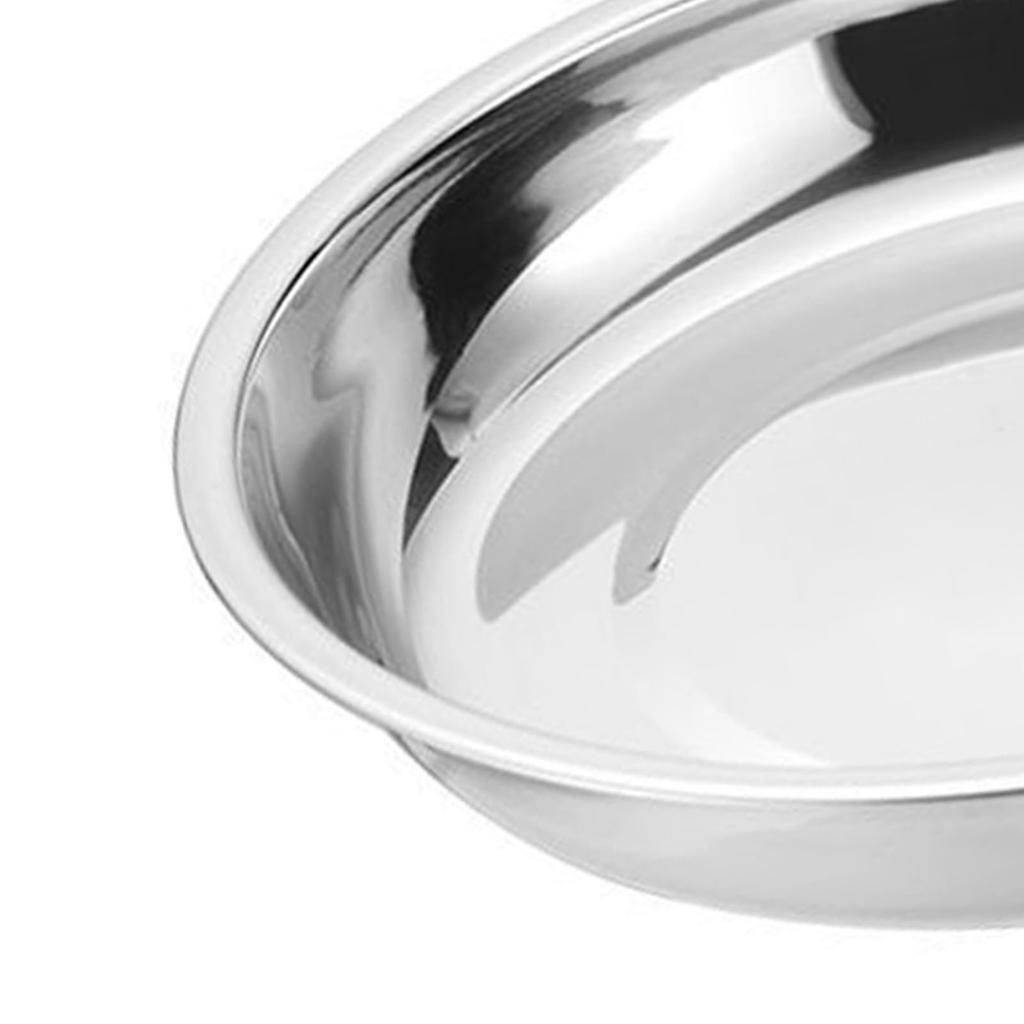 Metal Dinner Plates 304 Stainless Steel Round Camping Plates Thickened Soup Plate Tableware Tool S (16cm)