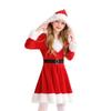 2026 Christmas Children's Costume Girls Long Sleeve Red Dress Party Dress Up Santa Claus