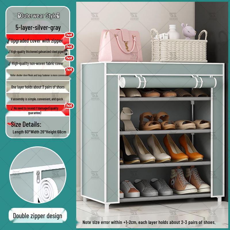 Multi-Layer Indoor Shoe Rack with Curtain