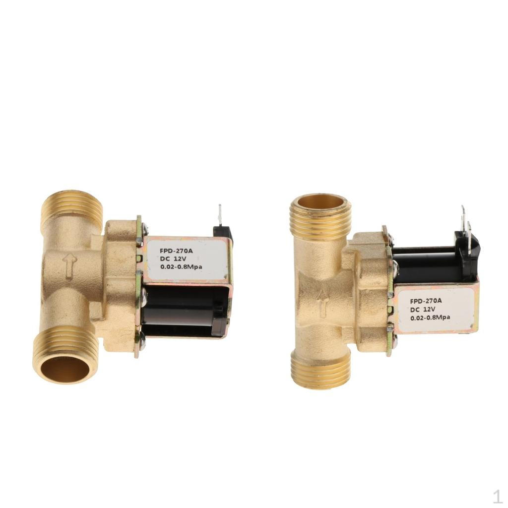 Buy 2pcs Brass Solenoid Valve Hot Water Normally Closed Solar Valve DC12V Inlet at affordable