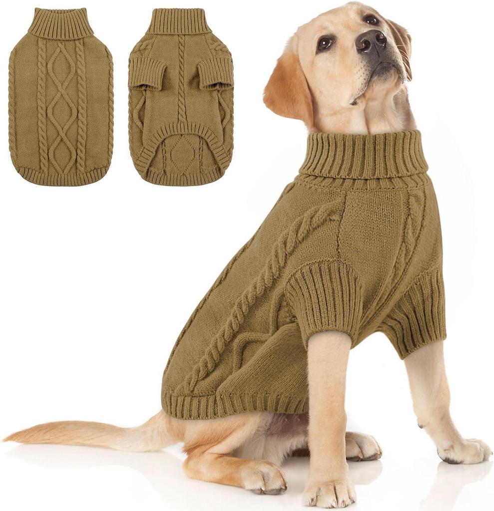 Dog High Collar Knit Sweater for Autumn/Winter 2025 - Solid Color Pet Clothing