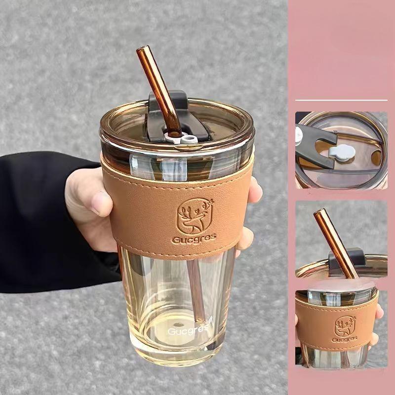 High Appearance Level Deer Cup Glass Water Cup Bamboo Joint Cup Coffee Beverage Straw Cup