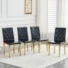 Set of 4 Dining Chairs In Black with High-Gloss Gold – Light Luxury, Gold-Colored Metal Legs for Versatile Combination Options