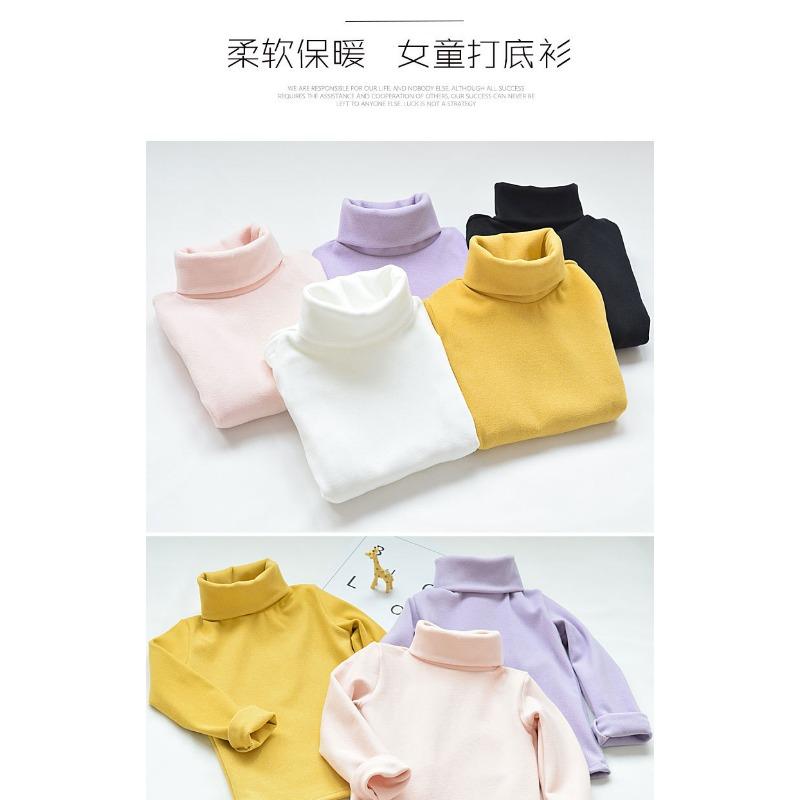 Mädchen Kinder Langarm Hoher Kragen T-Shirt Herbst Basic Oberteil
