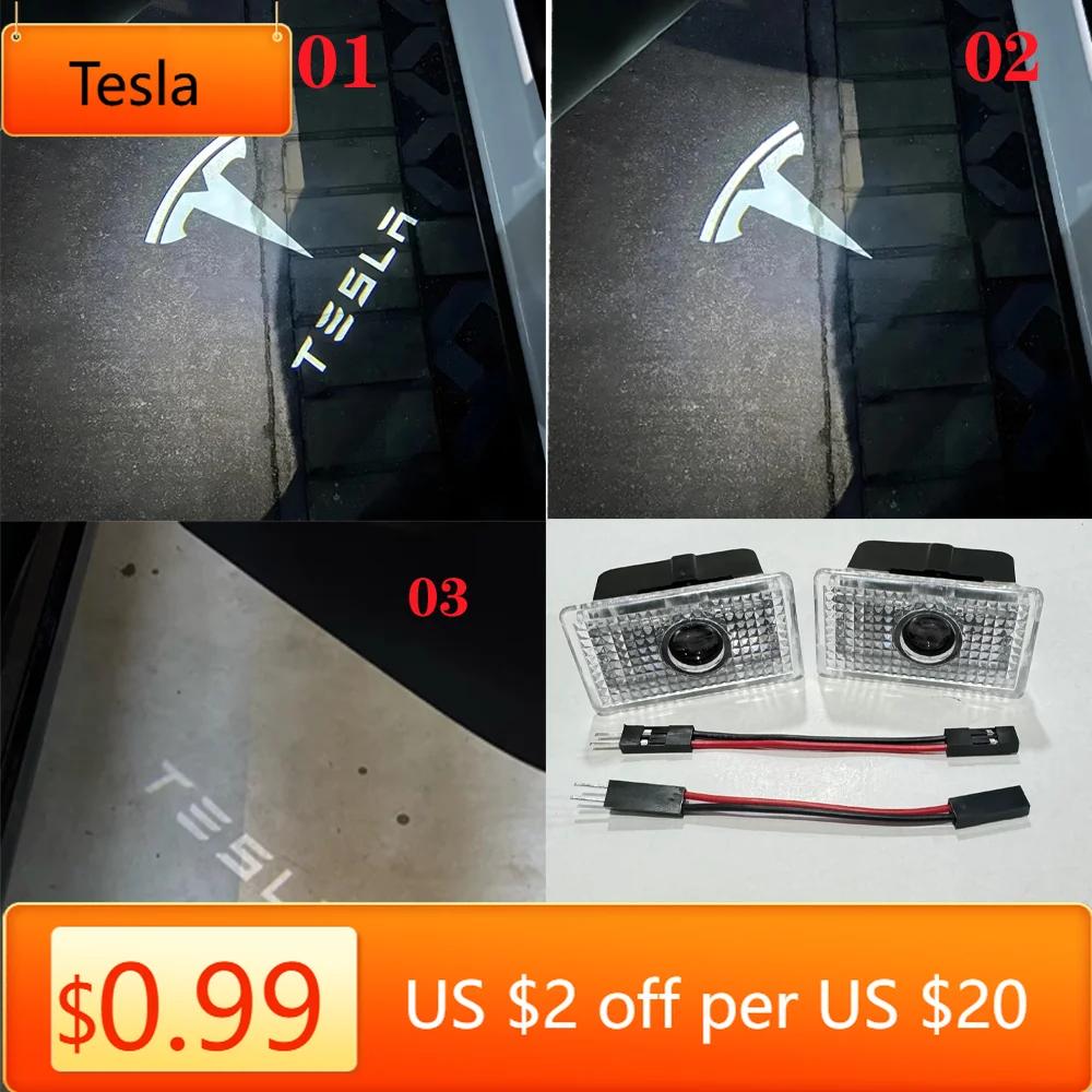 Car Sticker Tesla Tesla 2Pcs Car Door Projector Welcome Lights Accessories For Tesla Model 3 S X Y Cybertruck Roadster SpaceX Ca