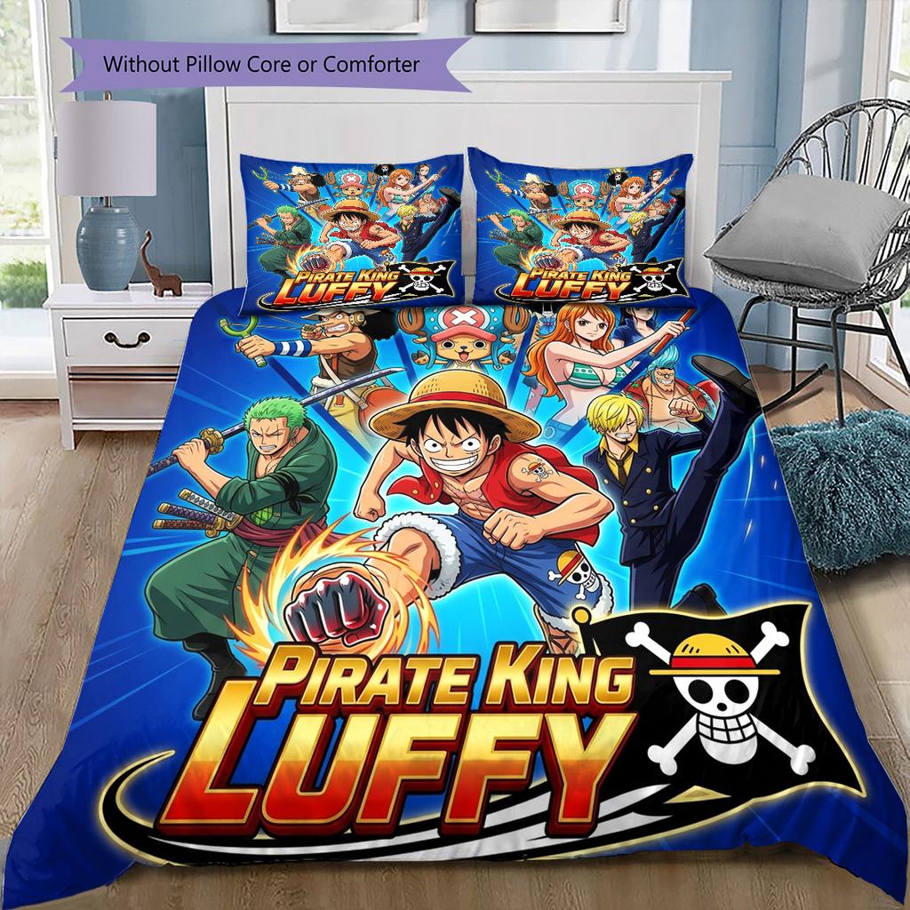 One Piece Pattern Bedding Quilt Set Quilt Cover Pillowcase Home Birthday Gift(1 * duvet cover + 2 * pillowcase, without core)