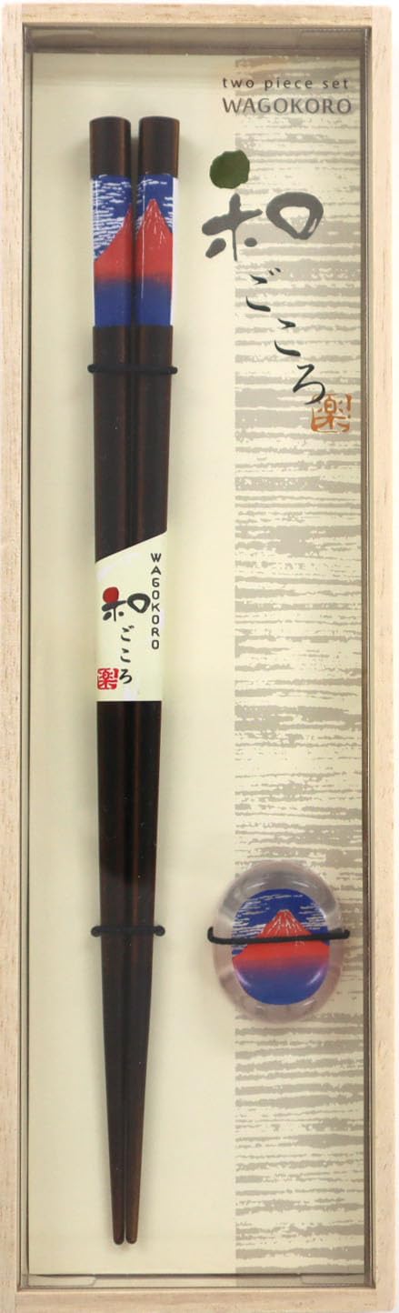 

Aoba Chopsticks Gift Set with Chopstick Mount Fuji Paulownia Wood Box Dishwasher Safe Inbound Made in Japan Rest, Design, (Ukiyo-e), [549598], чёрный