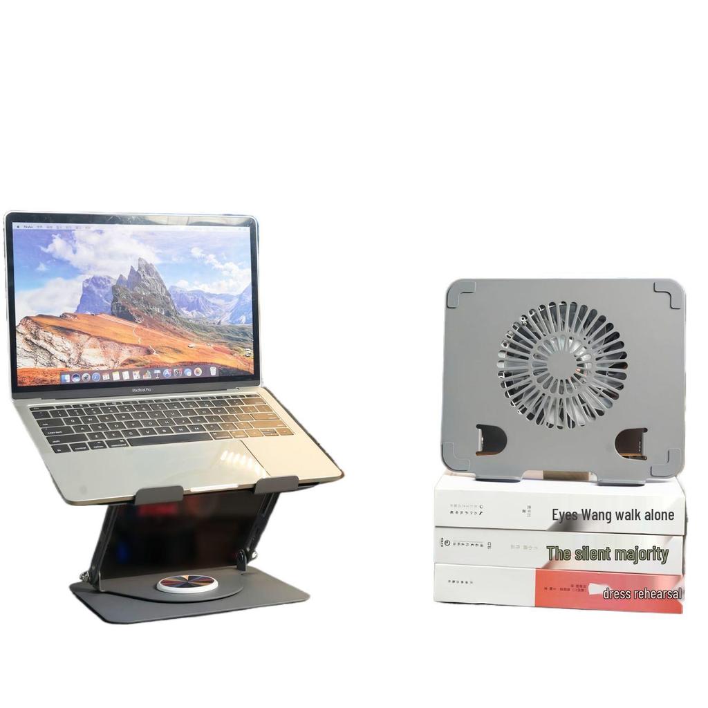 360° Rotating Laptop Stand with Detachable RGB Fan and Cooling Support
