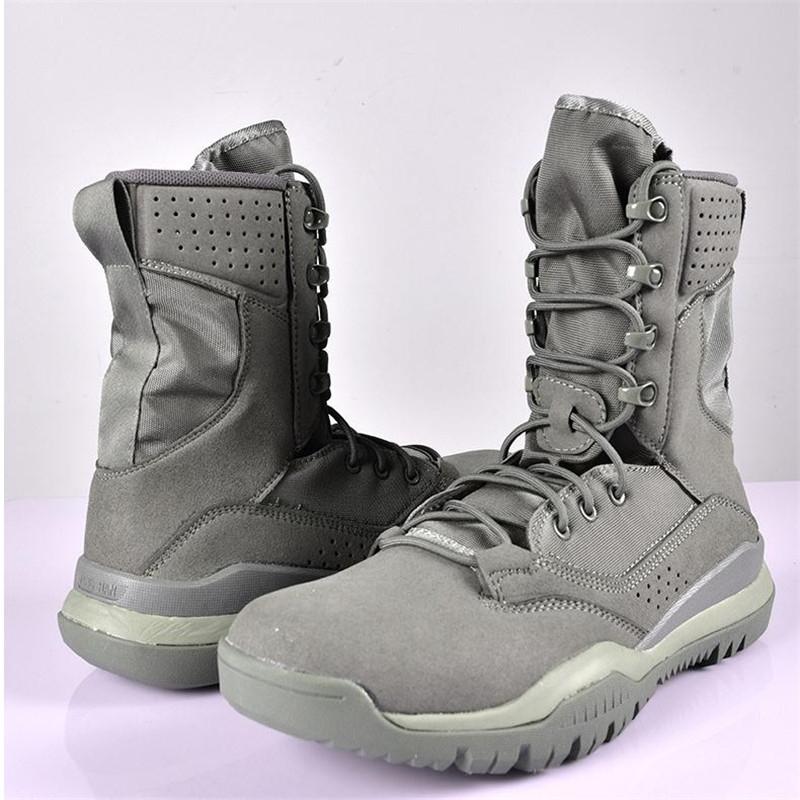 Fashion Quality Hiking Boots Men Lightweight Damping Climbing Combat Shoes Outdoor Women High-Top Black Leather Desert Tactical Boots