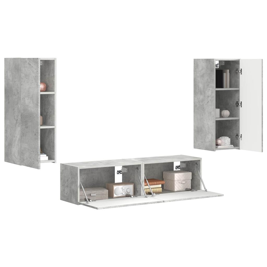 Wall Mounted TV Cabinet Set 2 pcs Concrete Grey Particleboard