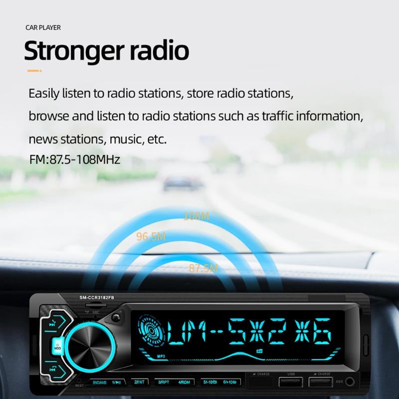 1 Set Colorful Lighting 12V Dual USB Handsfree Call U Disk Car Player Mp3 Music Stereo Adapter Bluetooth Radio Receiver
