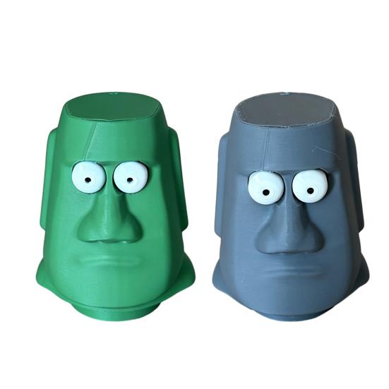 1/2Pcs 3D Printed Moai Statue Fidget Toy, Eye Popping Stone Statue Stress Relief Toy, Easter Island Head Statue Desk Toy for Home Office