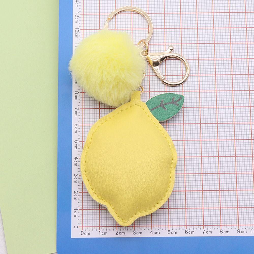 PU Leather PU Leather Hanger Fruit Bag Pendant Lovely Lemon Keychain  Bag Ornament