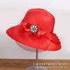 New flower mesh gauze hat women's spring and summer face covering sunscreen basin hat British retro sunshade elegant bow bucket hat
