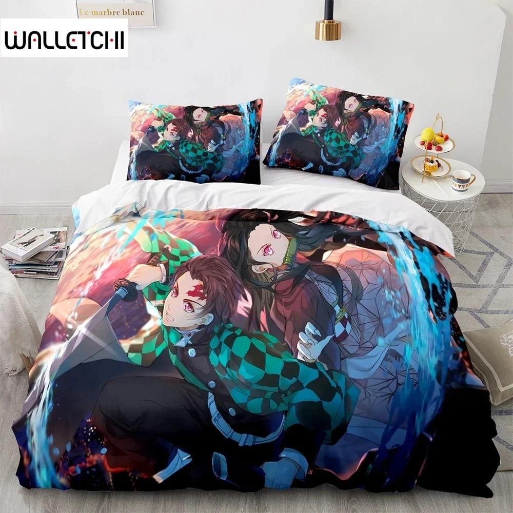 

Anime Demon Slayer Kamado Tanjirou Bedding Set Duvet Cover Bed Set Quilt Cover Pillowcase Comforter king Queen Size Boys Adult A 70x133cm 2pcs