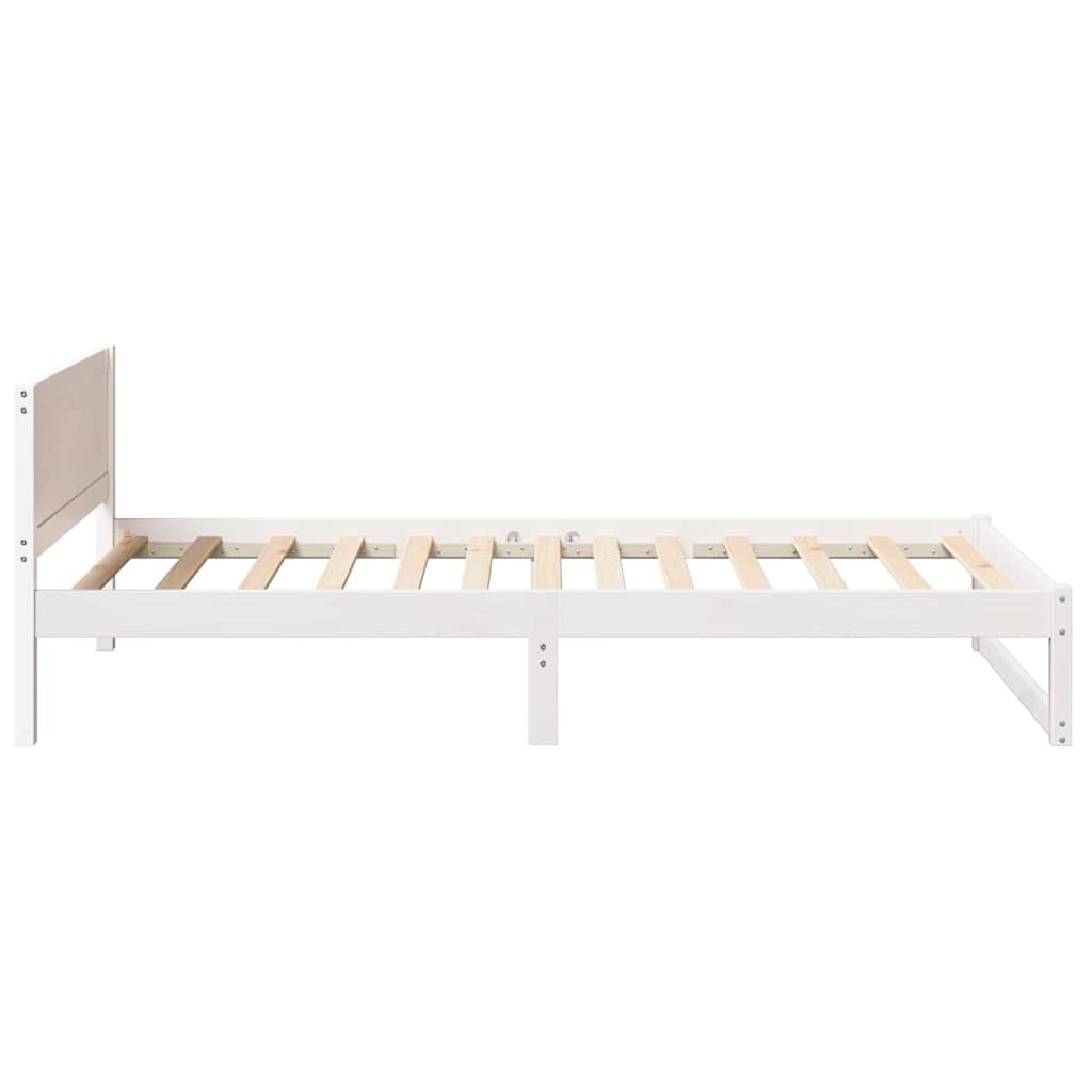 White Bed Frame with Headboard 75 X 190 Cm Solid Pine Wood
