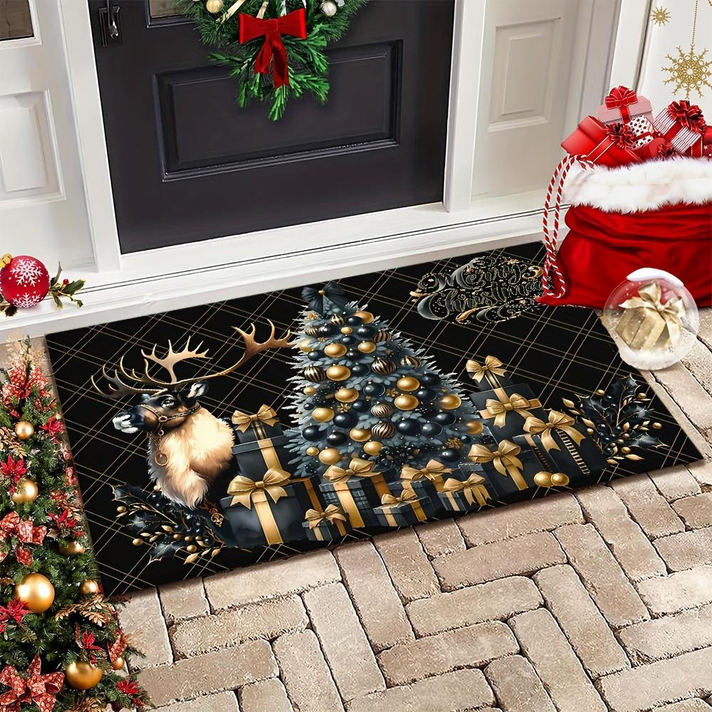 1Pcs Anti Fatigue Kitchen Rugs Merry Christmas Tree Waterproof Non-Slip Thick Cushioned Kitchen Mat Heavy Duty Comfort Standing Mat for Kitchen