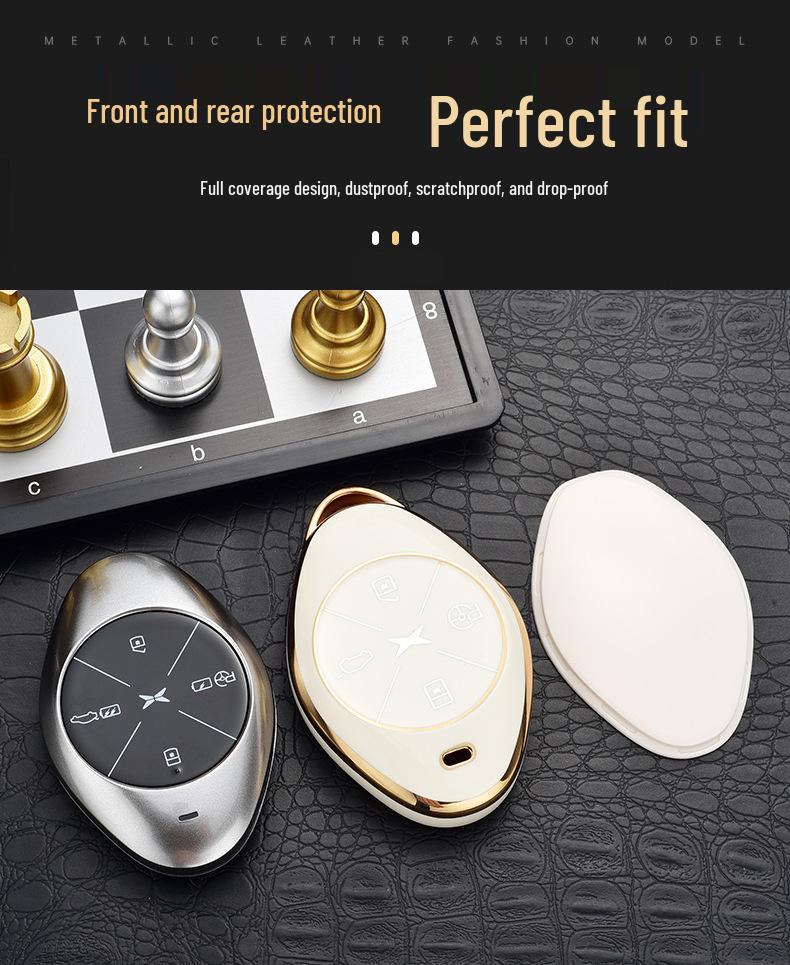 Luxury Key Case for 2021 Xpeng Motors G3/P7 - Unisex Full Cover with Buckle