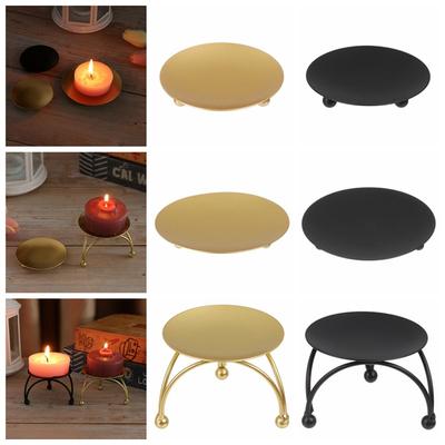 Party Supplies Home Decoration Candle Holder Craft Candelabra Wrought Iron Round Plate Candlestick