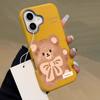 Cute Bear Protective Shell Suitable for IPhone16pro Soft Shell Apple 115 Mobile Phone Case 14 Leather Pattern 13 Silver Frame 12
