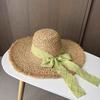 Vacation wind beach Lafite straw hat women's summer bow big brim sun hat UV protection sun hat