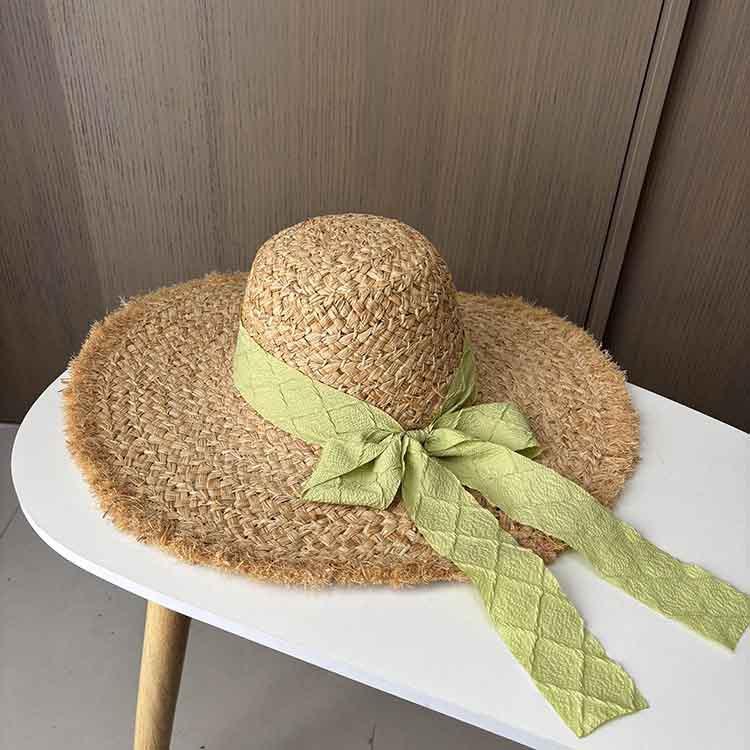 

Летняя соломенная шляпа Vacation Wind Beach Lafite с большими полями и бантом, солнцезащитная шляпа с защитой от ультрафиолета One Size