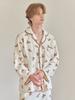 [LUNALUZ STUDIO] Men's Bear Mellow Fleece Long Sleeve Two-Piece Collar Pajama Set [Shipped from Korea] 100% Authentic